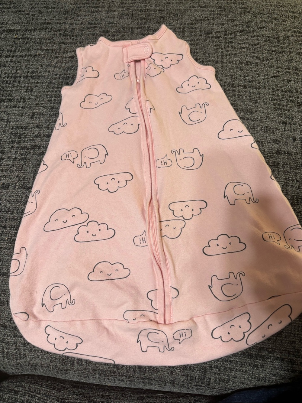 Carter's Pink Sleep Sack with Cloud & Elephant Sketches